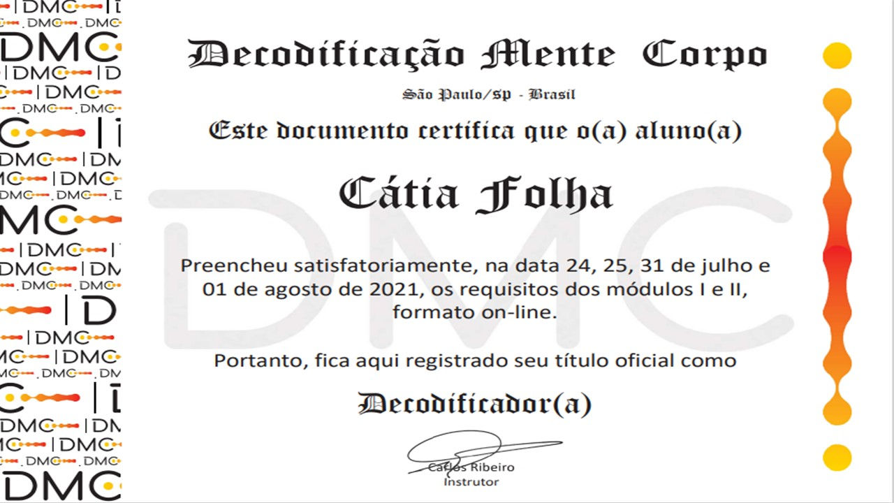 Certificado de Decodificação Mente Corpo (DMC)